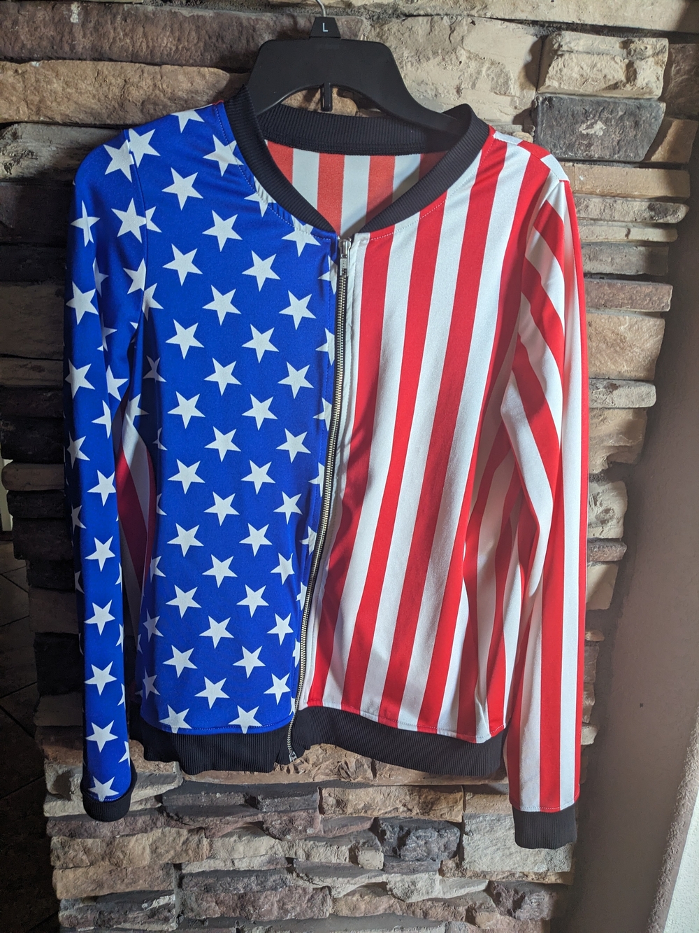 BlackMilk Red White Star & Stripe Zip Top